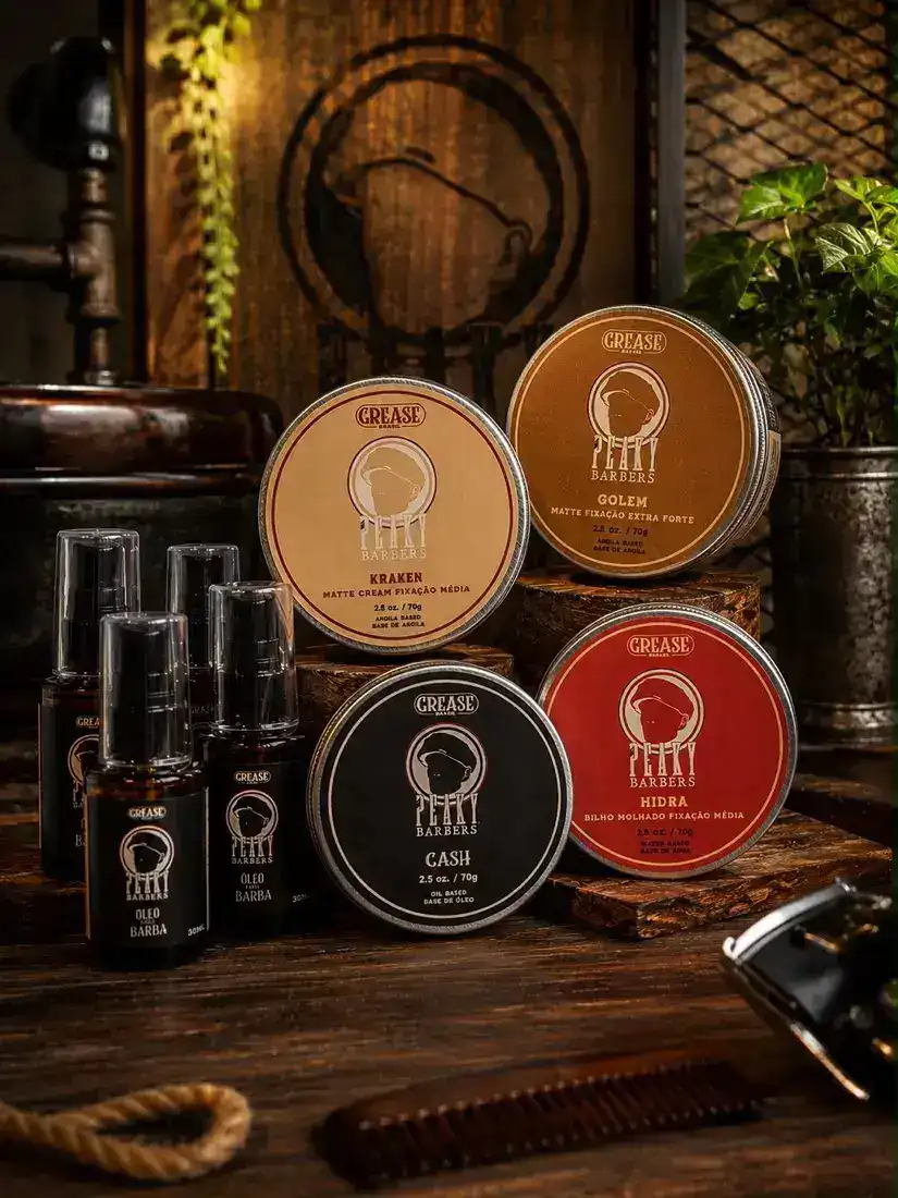 Linha de produtos na Peaky Barbers, em Santana de Parnaíba